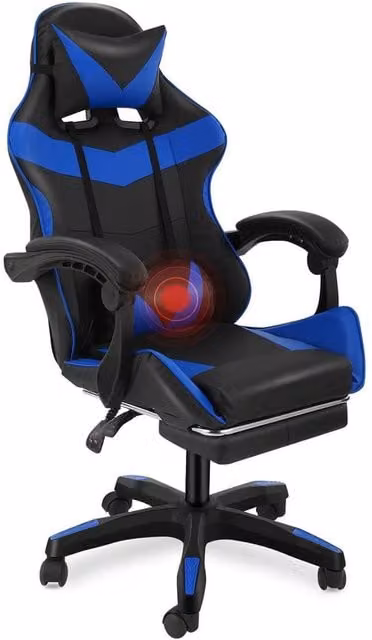 VOGREX Ergonomic PC Gaming Chair in Black and Blue with PU Leather and Lumbar Support – 1