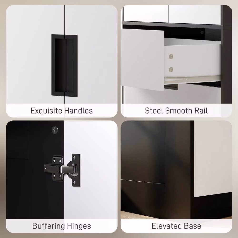 STILVORA Modern Black Matt Wardrobe with Hinged Doors, Drawers and Hanging Rail, H: 180 cm, W: 80 cm – 7