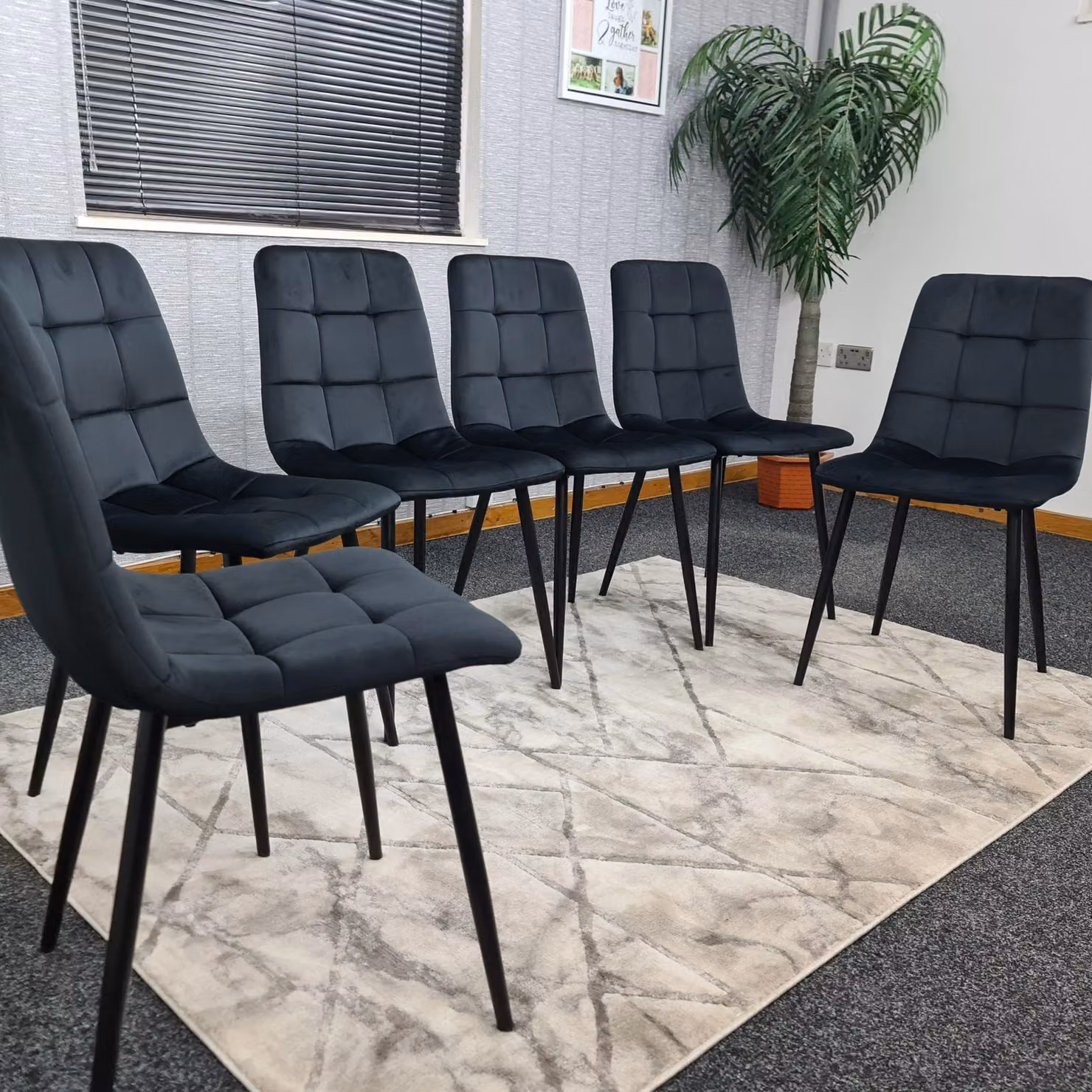 KOSY KOALA Set of 6 Black Velvet Tufted Kitchen Dining Chairs – 2