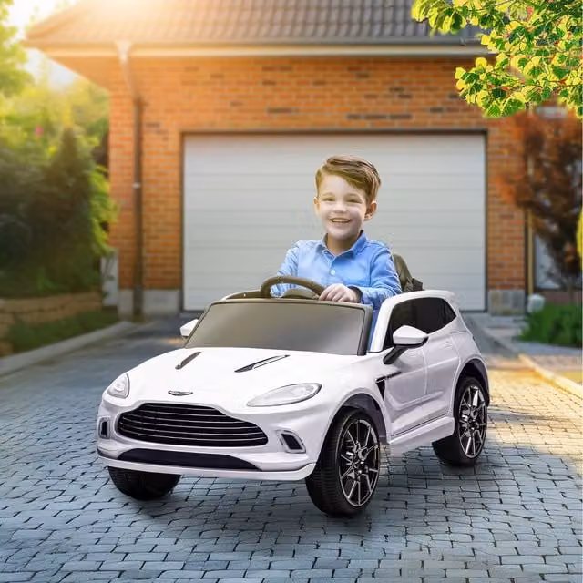 AIYAPLAY Aston Martin DBX Licensed 12V Kids Electric Ride on Car with Light and Sound, White
