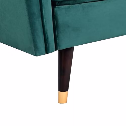 Comfy Living Green Plush Velvet Tufted Chesterfield Click Clack Sofa Bed – 4