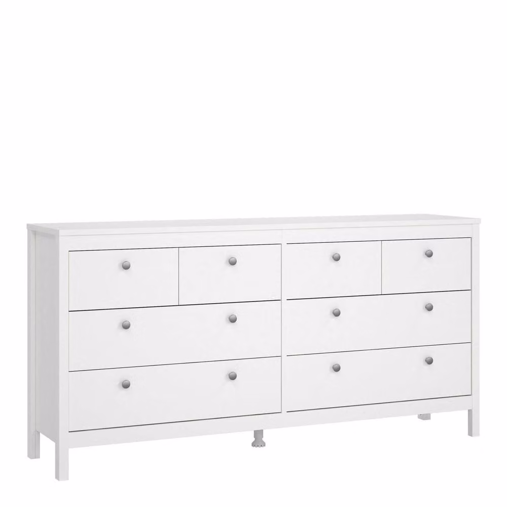 Wyld Haus Gossmere White Wooden Double Dresser with 8 Drawers and Silver Handles – 2
