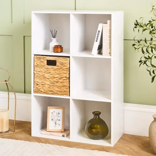 OHS Oslo 6 Cube Freestanding Storage Unit Bookcase in White, W/D/H: 90 x 30 x 90 cm