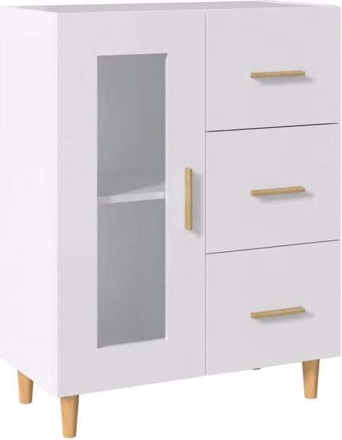 Berkfield Home White Sideboard in Engineered Wood, W/D/H: 69.5 x 34 x 90 cm