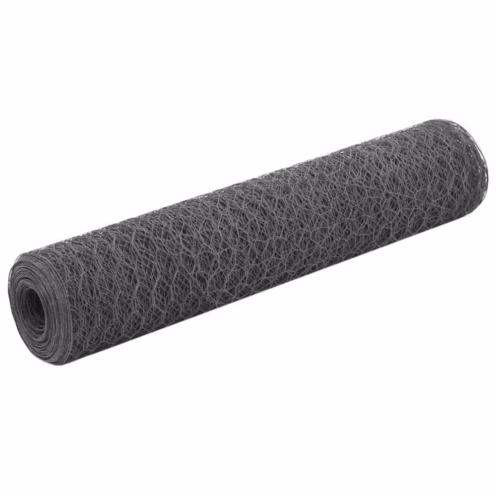 Berkfield Home Sturdy Steel Chicken Wire Fence with PVC Coating, Grey, 25 x 0.75 m – 2