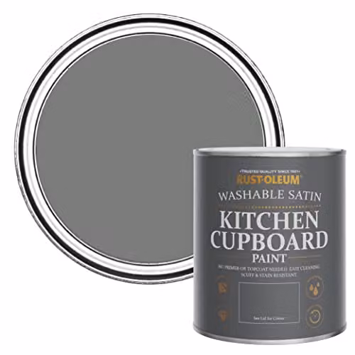Rust-Oleum Grey Scrubbable Kitchen Cupboard Paint in Satin Finish, 750ml