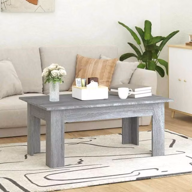 Berkfield Home Modern Grey Sonoma Coffee Table, W/D/H: 100 x 60 x 42 cm