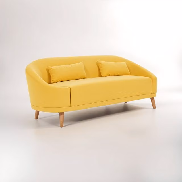 Interiors by Premier Holland Yellow Linen Two Seater Sofa with Scatter Cushions