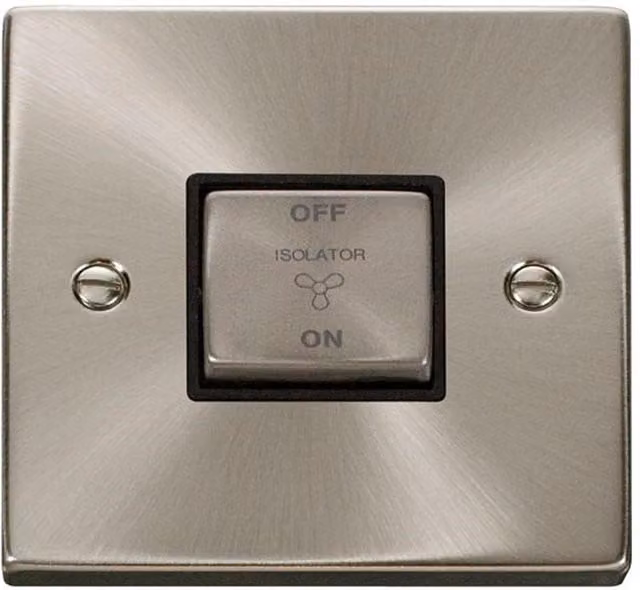 SE Home 10A 1 Gang 3 Pole Fan Isolation Switch in Brushed Chrome and Metallic Silver