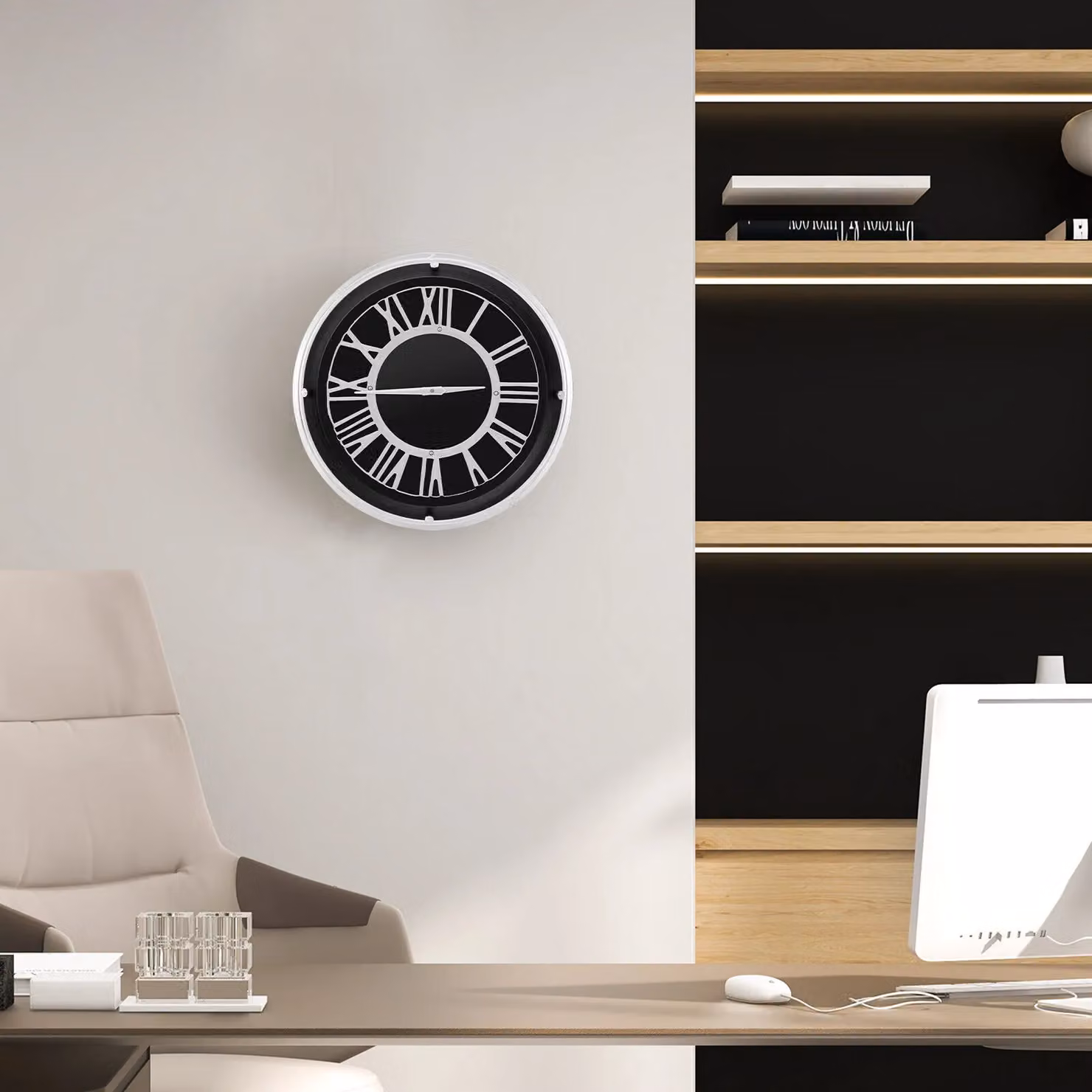 Costway Modern Silent Non-Ticking Round Quartz Wall Clock in Black, Diameter: 44.45 cm – 4