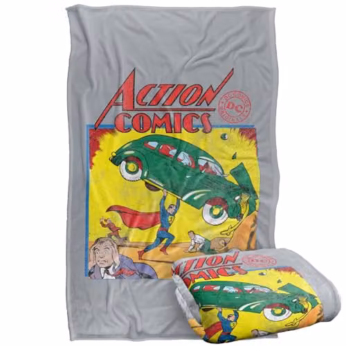 Warner Bros. Superman Action Comics Silky Touch Super Soft Fleece Throw Blanket, Multicolour, W: 91.44 cm x L: 147 cm – 1