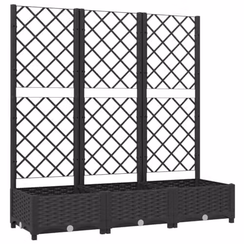 vidaXL Black Plastic Garden Planter Tub W/D/H: 120 x 40 x 121.5 cm