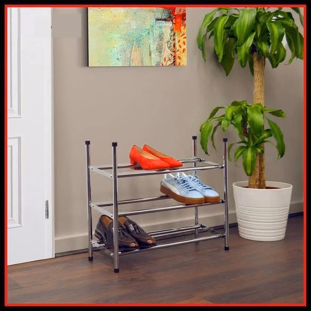 SPETLEK Extendable Metal Shoe Rack Organizer in Silver – 2