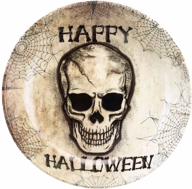 VFM e-Store Halloween Skull Round Dip Bowl, White, Diameter: 6 cm