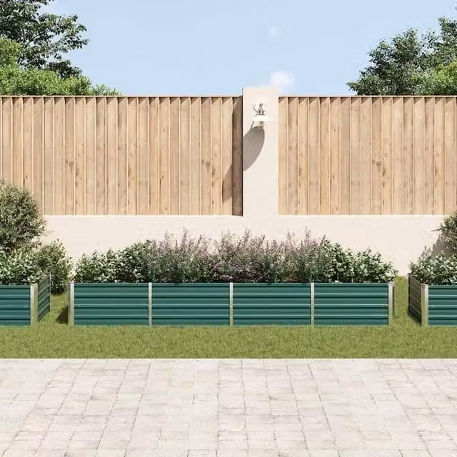 Berkfield Home Garden Galvanised Steel Raised Bed in Green, W: 320 cm, D: 80 cm, H: 45 cm – 1