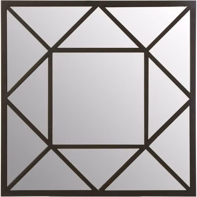 Orsina Descartes Geometric Square Metal Frame Wall Mirror in Black – 1