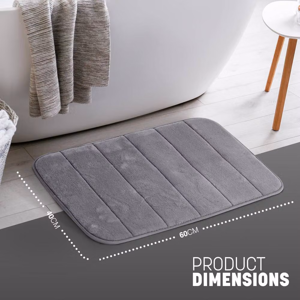 Keplin Memory Foam Bath Mat, Grey, W/D/H: 60 x 40 x 1 cm – 2