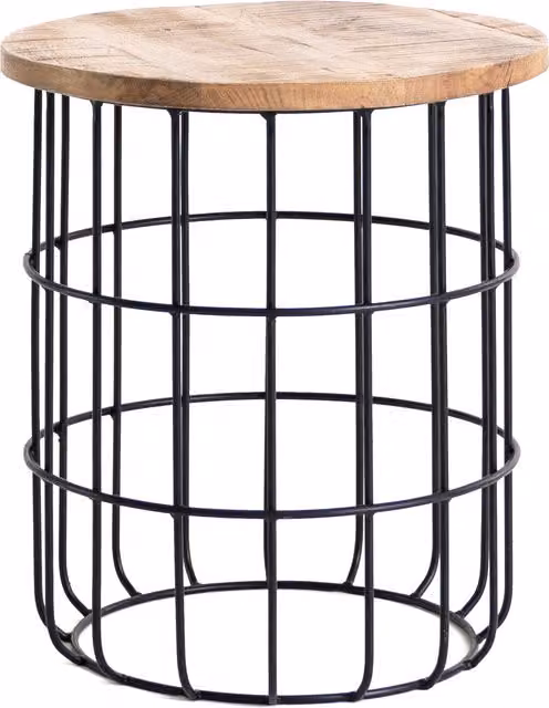 MH London Auxon Industrial Side Table in Black and Brown Wood