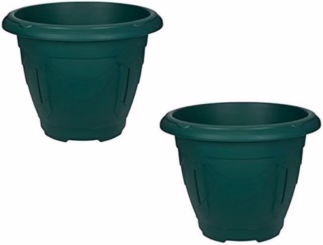 Whitefurze Green Round Venetian Decorative Plastic Garden Planter Pot, Diameter: 43 cm