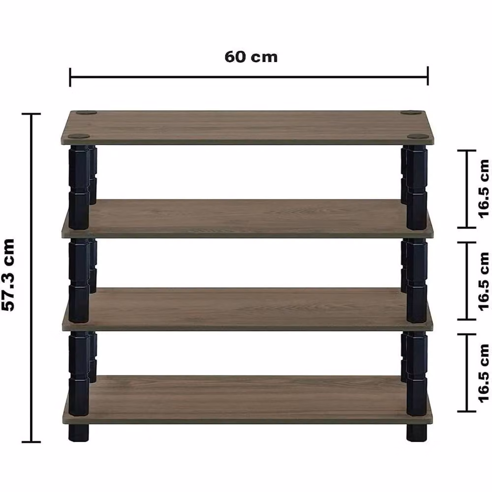 FLAVORA 4 Tier Shoe Rack Storage Unit in Brown, W: 50 cm, D: 50 cm, H: 50 cm – 2