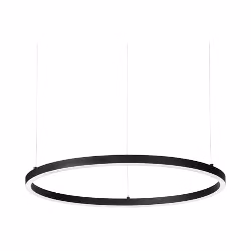 Netlighting Oracle Slim Dimmable Round Integrated LED Pendant Ceiling Light, Black, Diameter: 70 cm, 3000K