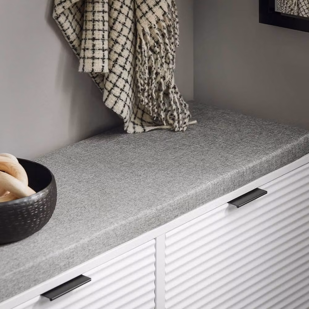 SoBuy Modern Shoe Cabinet with Seat and Lift-Up Tambour Doors in White or Black Matt – 5