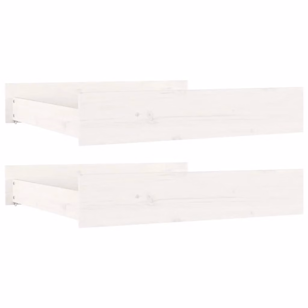 Berkfield Home Set of 2 White Solid Pine Wood Bedside Drawers with Castors – 2