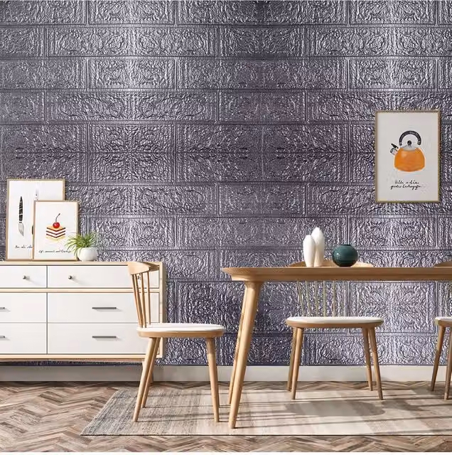 Living and Home 15-Piece Self-Adhesive 3D Brick Effect Wall Panels in Grey