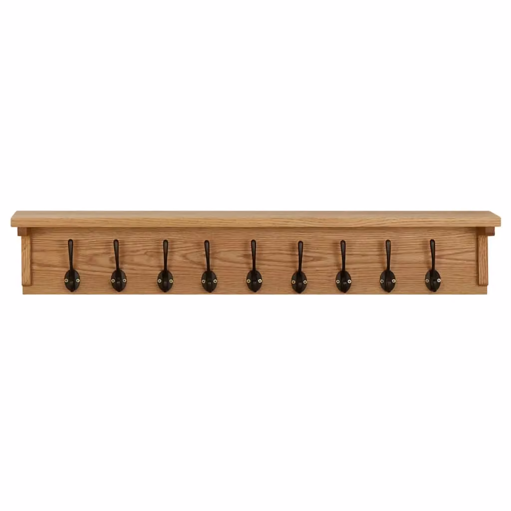 Berkfield Home Solid Oak Wood Coat Rack in Brown, W/D/H: 90 x 16 x 16 cm – 2