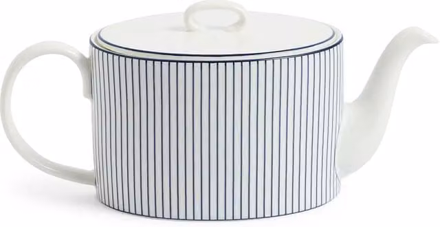 Wedgwood Gio Striped Bone China Teapot in Blue and White Mix, 0.95 l