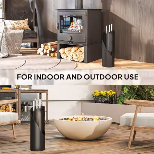 Outsunny 4 Piece Metal Fireplace Tool Set with Bucket, Black – 5