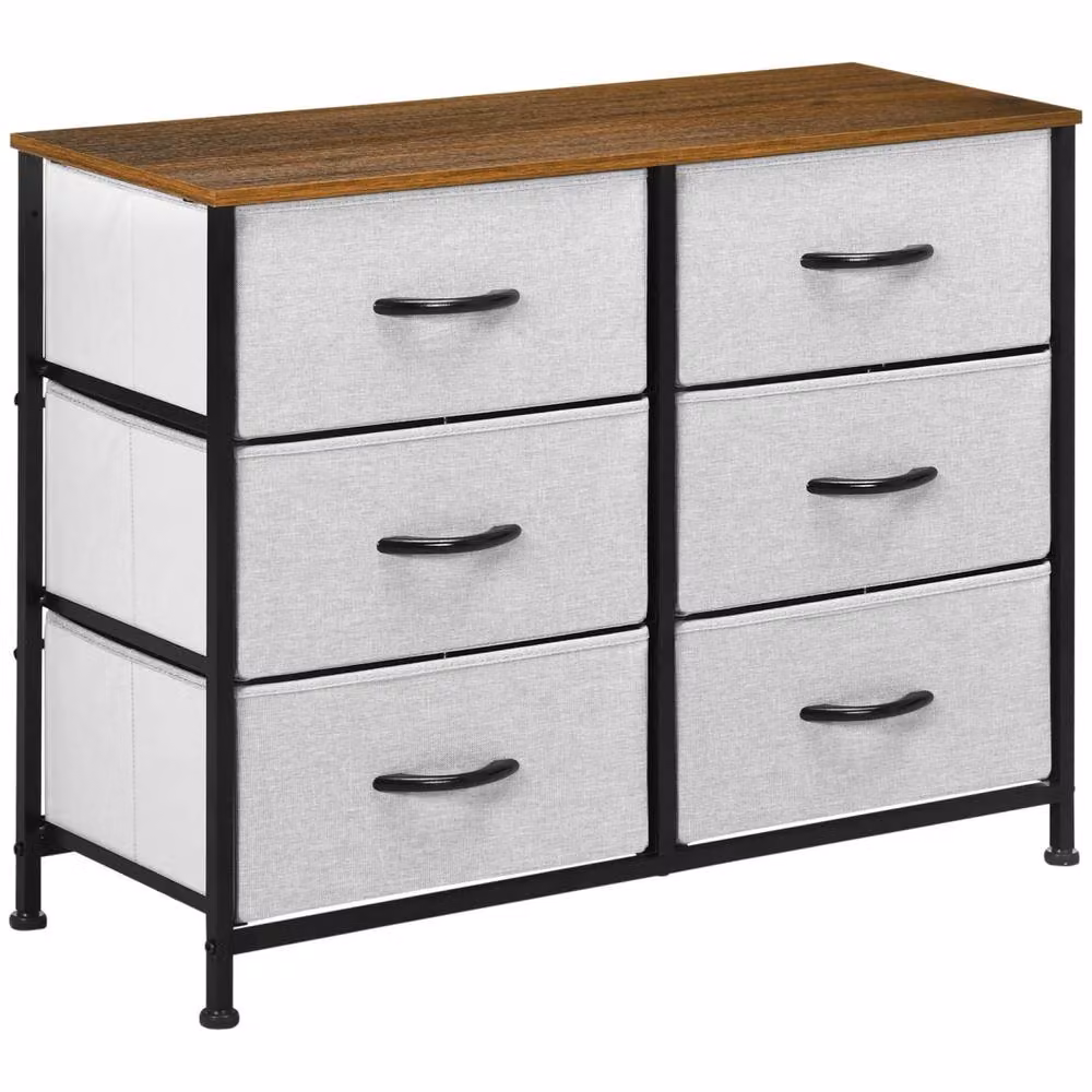 Wyld Haus Hava 6 Drawer Metal and Fabric Storage Chest in Grey, H 80 x W 62.5 x D 30 cm – 2