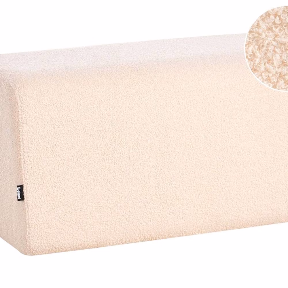 Wyld and Coco Beige Bouclé Rectangular Pouffe with Wood Frame, W/D/H: 49 x 49 x 40 cm – 2
