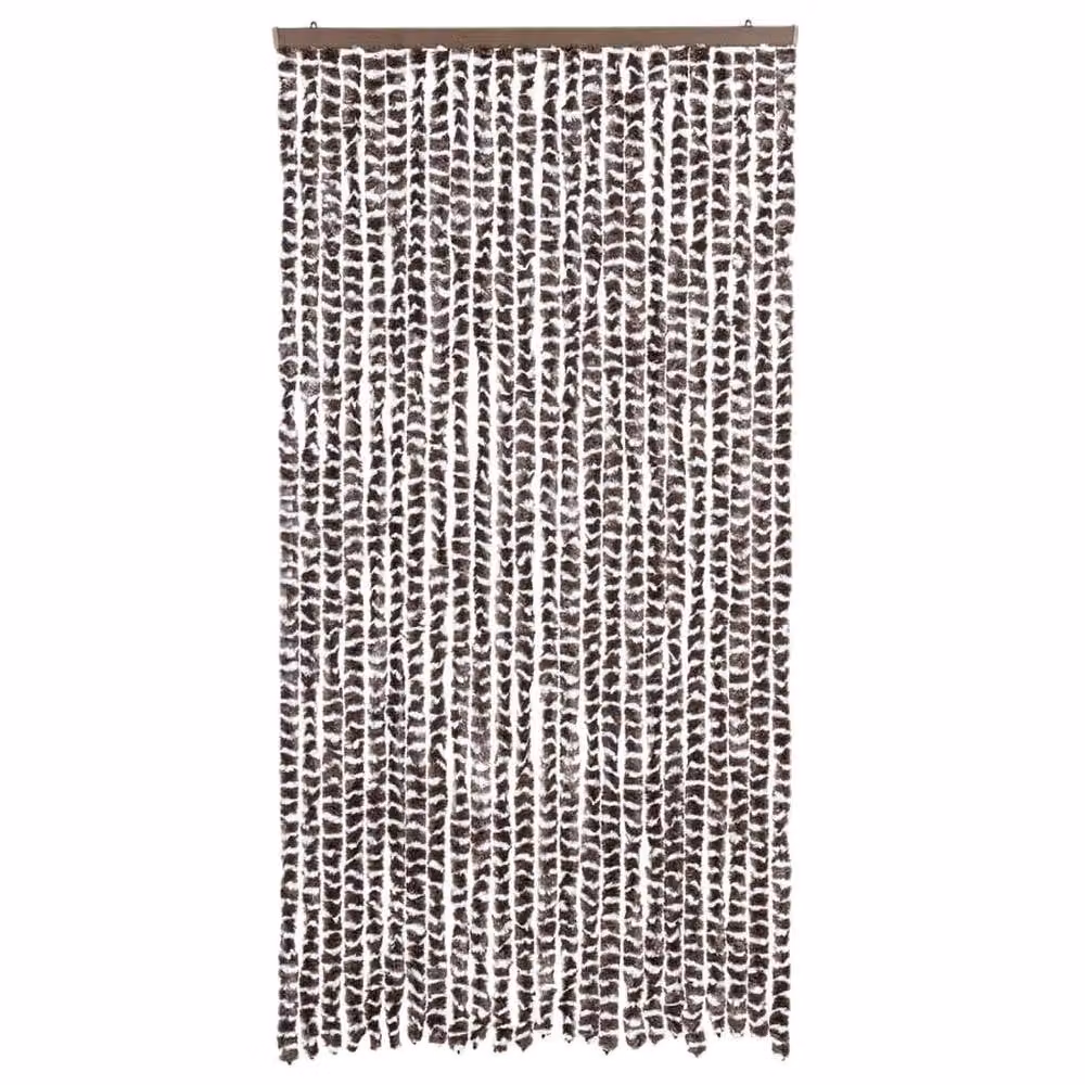 Berkfield Home Chenille Insect Curtain in Brown and White, W/H: 100 x 220 cm – 3