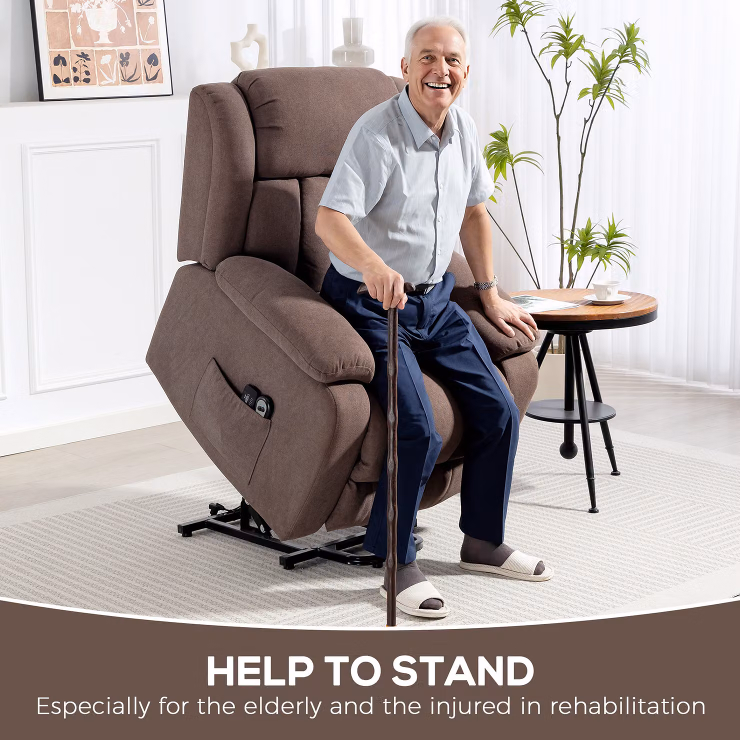 HOMCOM Eight-Point Massage Electric Lift Recliner Chair for Seniors in Dark Brown – 3