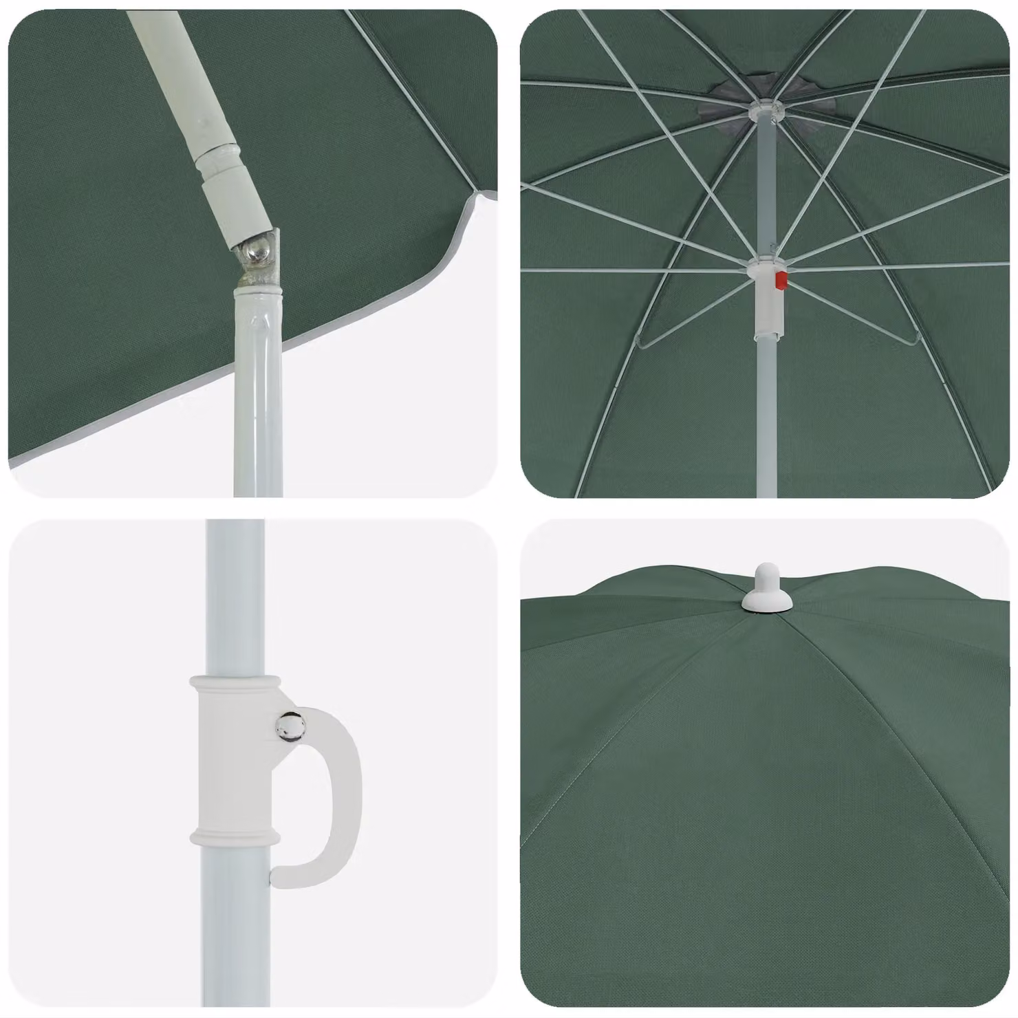 Berkfield Home Green Polyester Beach Parasol with Steel Central Pole, W: 161 cm, D: 193 cm – 4