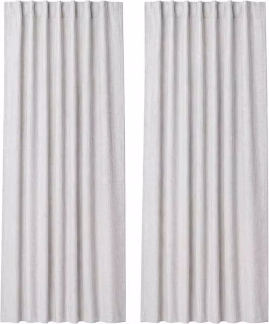KORVIXA 100% Blackout Thermal Linen Curtains in Light Grey