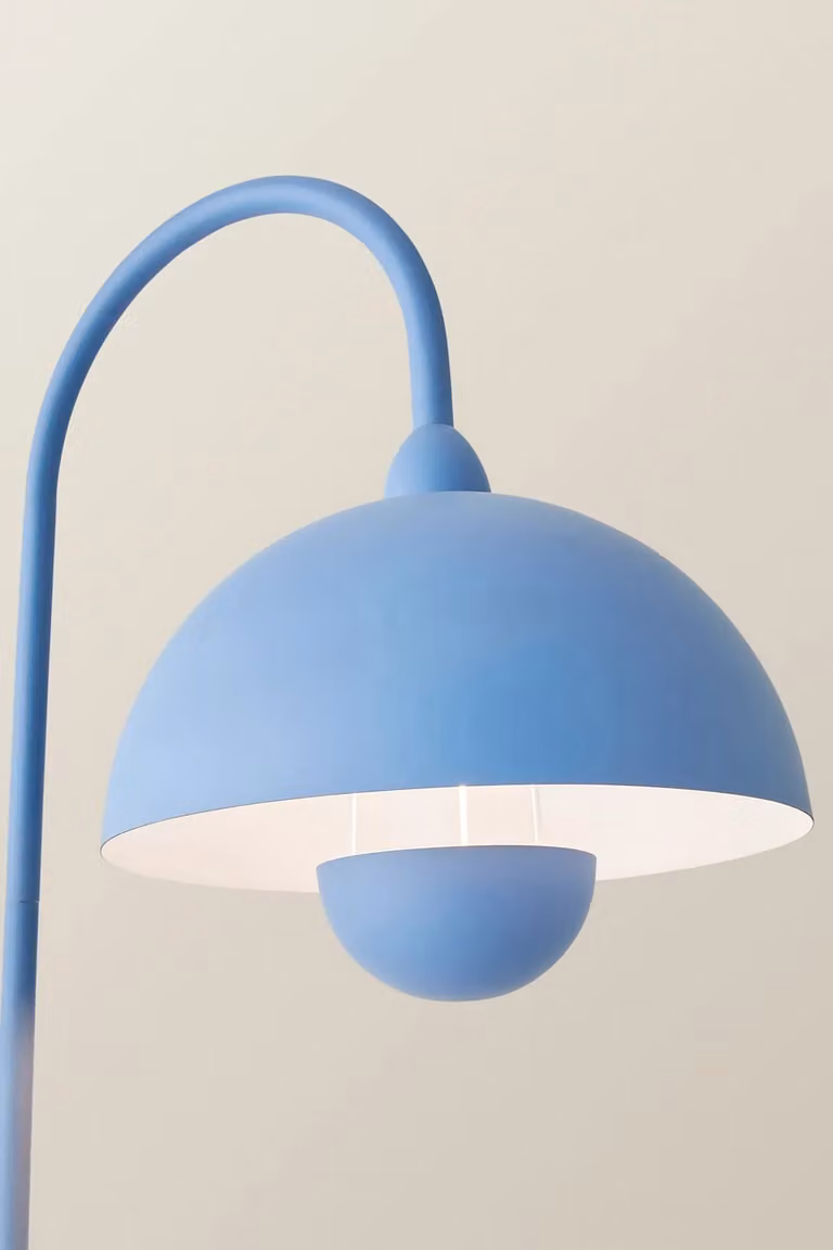 ValueLights Tilly Pastel Blue Metal Arched Dome Table Lamp