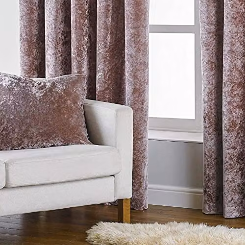 Paoletti Verona Pink Crushed Velvet Blackout Eyelet Curtain Pair, H 229 cm x W 229 cm – 3