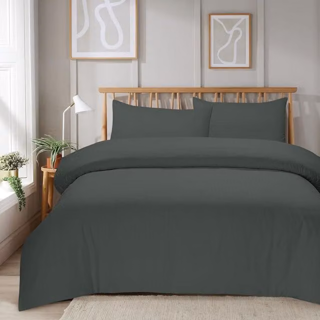 New Edge Blinds Mayfair Stripe Duvet Cover Set in Grey, W: 180 cm x L: 200 cm – 1