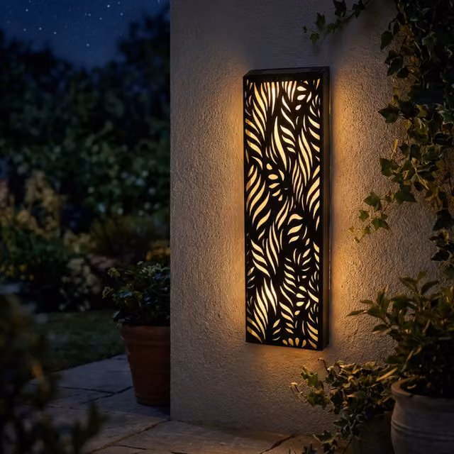 Betley Butterfly Abstract Leaf Solar Wall Panel in Brown and Black Metal
