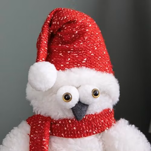 Samuel Alexander White and Multicolour Plush Christmas Goggle Owl Tabletop Decoration with Santa Hat, Height: 30 cm – 3