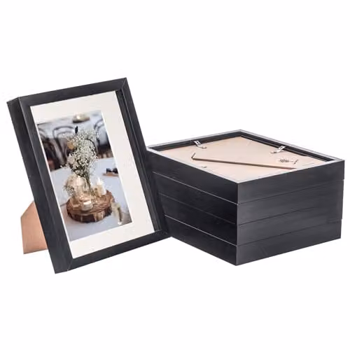 Nicola Spring Pack of 5 Rectangular Single 3D Box Photo Frames in Black, White or Grey