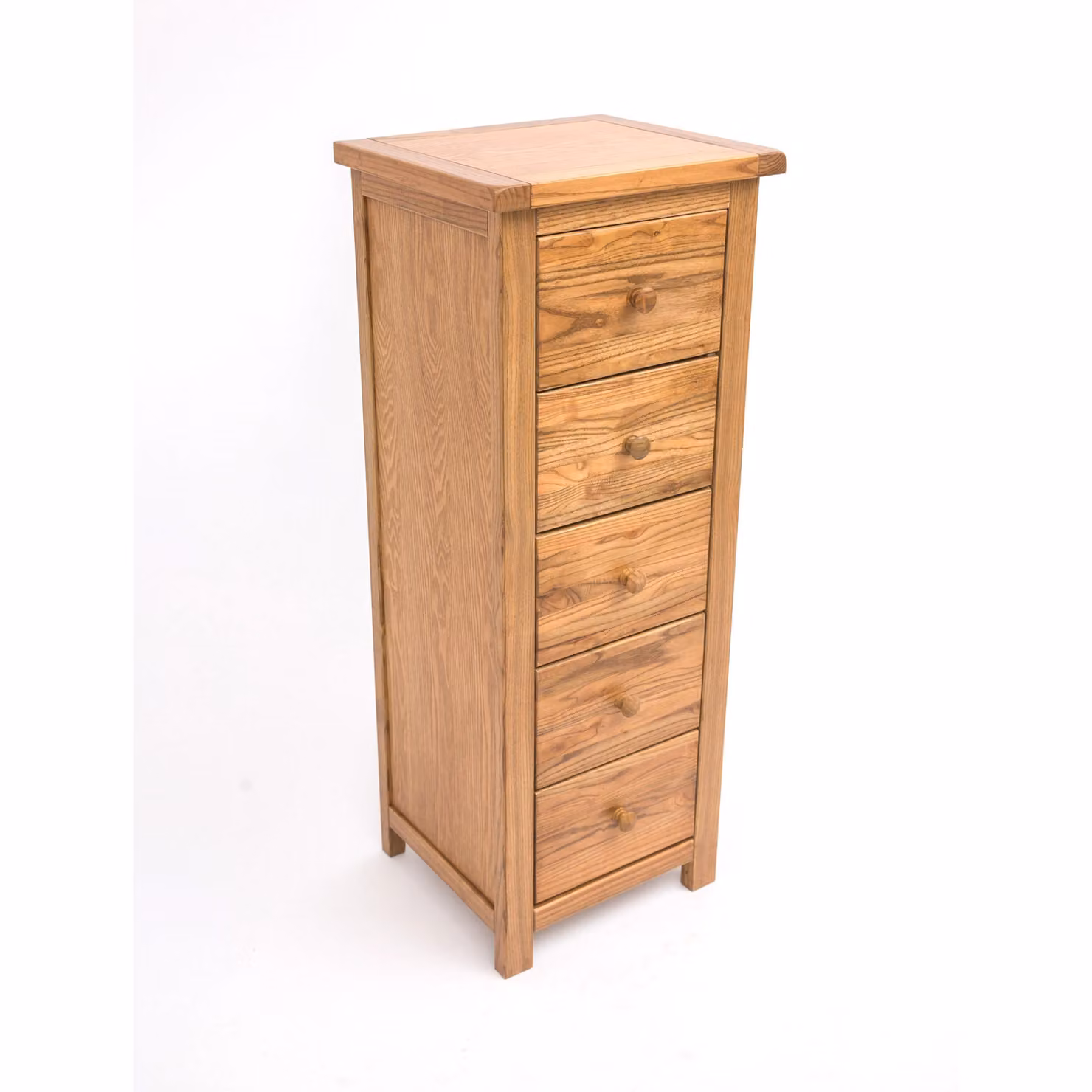 Cabinet Bits Trivento 5 Drawer Narrow Chest of Drawers in Sand Brown Wood – 2