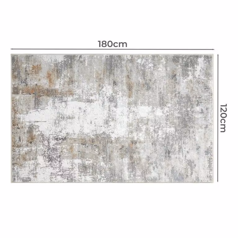 Kelvenix Large Round Non-Slip Washable Abstract Rug in Grey, Diameter: 100 cm