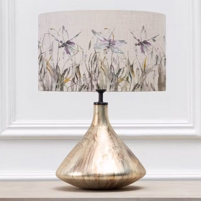 Voyage Maison Luna Table Lamp with Nightingale Eva Fabric Lampshade in Gold and Purple