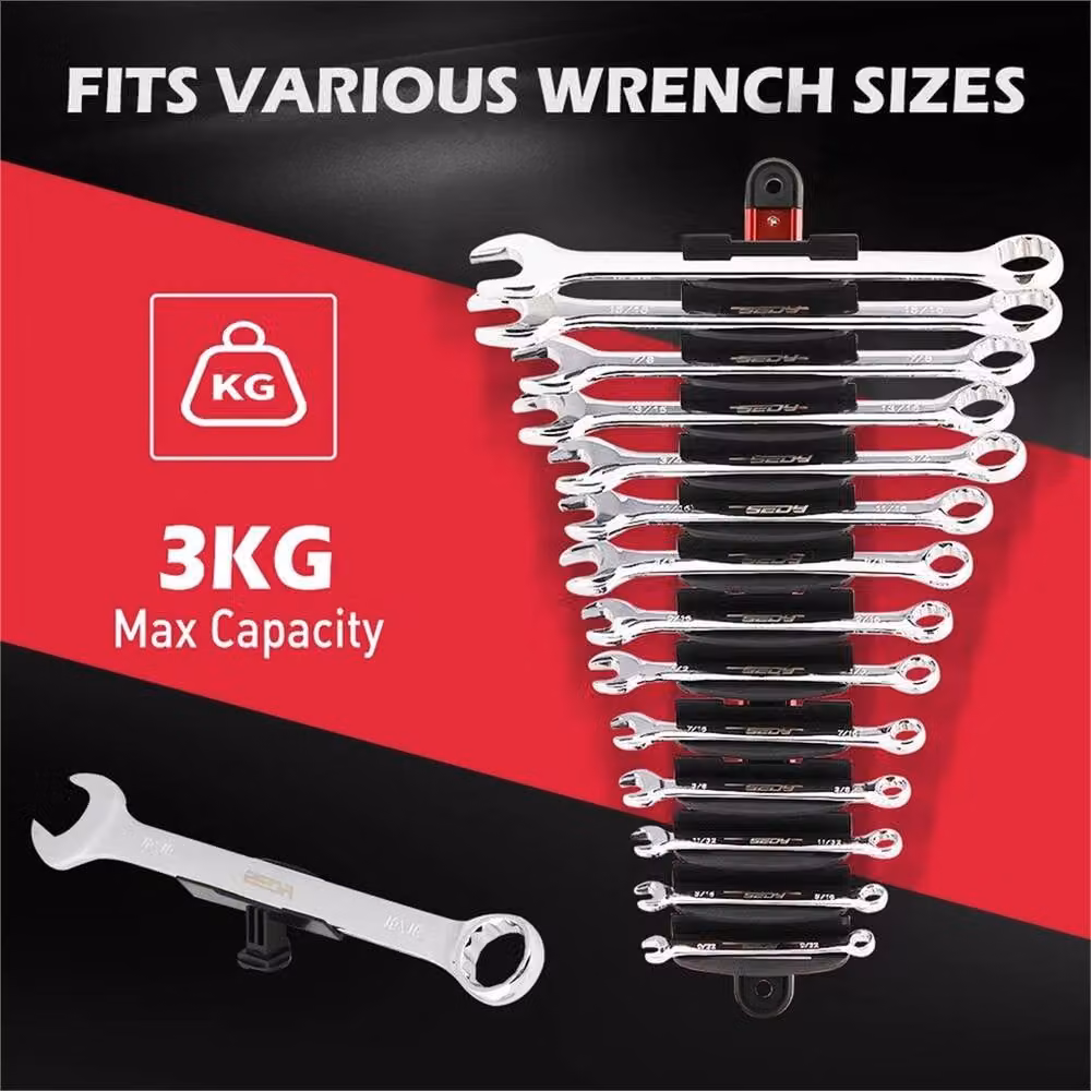 Nordara 42-Slot Magnetic Wrench Organizer Holder in Black – 5