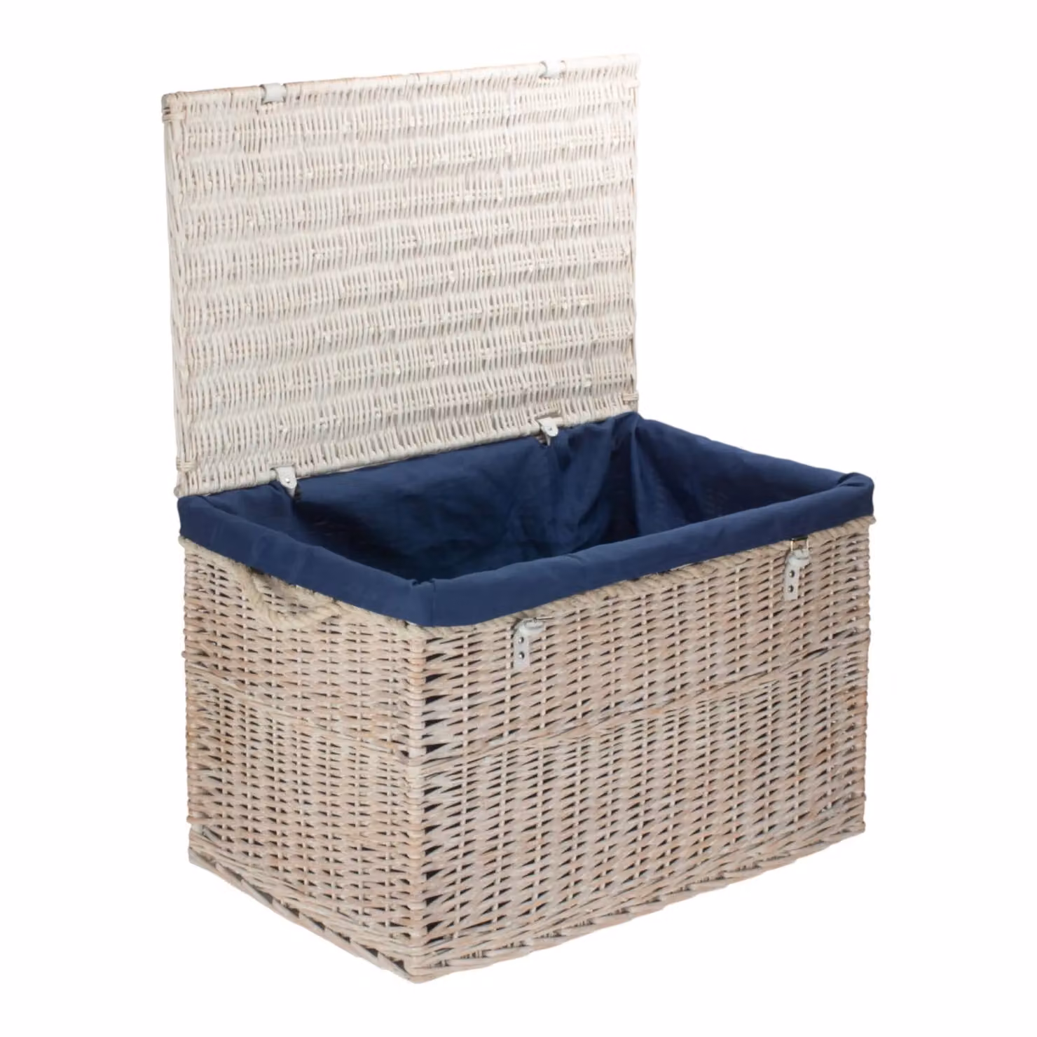 Red Hamper Large Wicker Storage Basket in White Wash Finish and Light Beige – 2