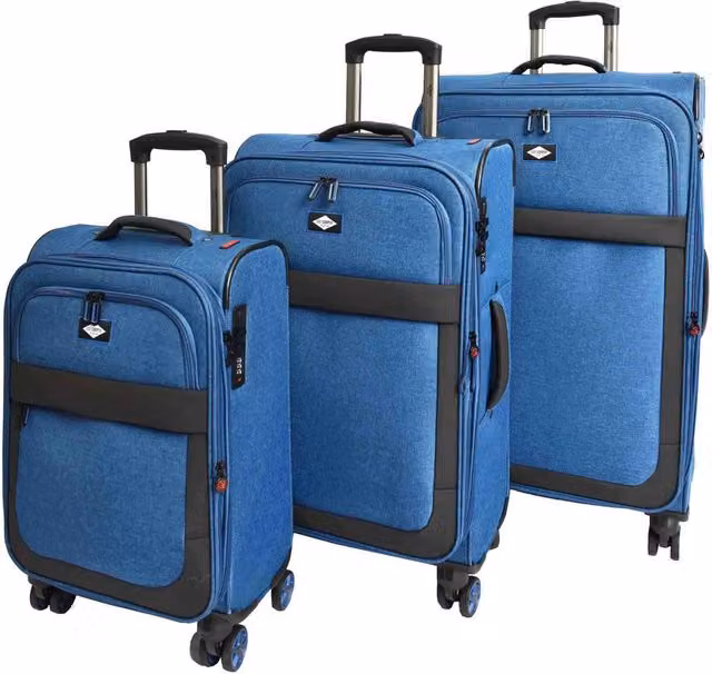 House of Leather Nimbus Expandable Lightweight Soft Luggage in Mid Blue, Small