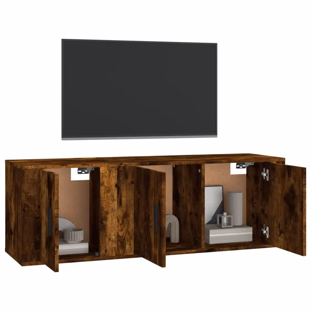 Berkfield Home 2 Piece Smoked Oak TV Cabinet Set in Brown – 3